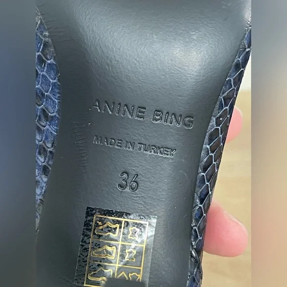 Anine Bing Devon Pumps Blue Snakeskin Leather Women's Size 36 - Picture 8 of 8